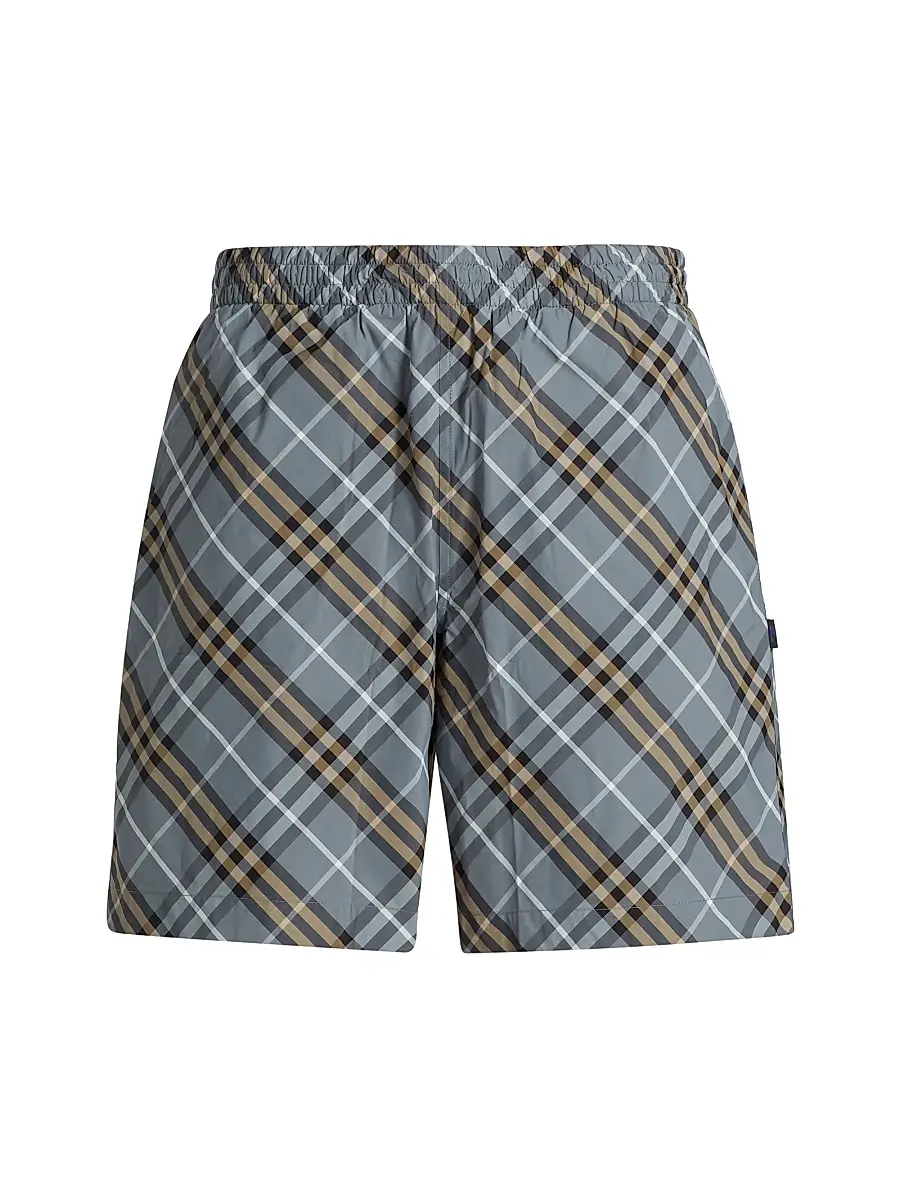 BURBERRY — Checked Swim Shorts, Wave Blue Check · $550