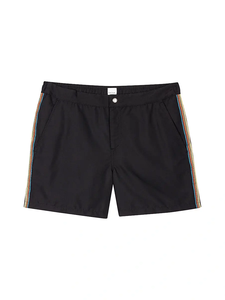 PAUL SMITH — Signature Stripe Swim Shorts, Black · $195