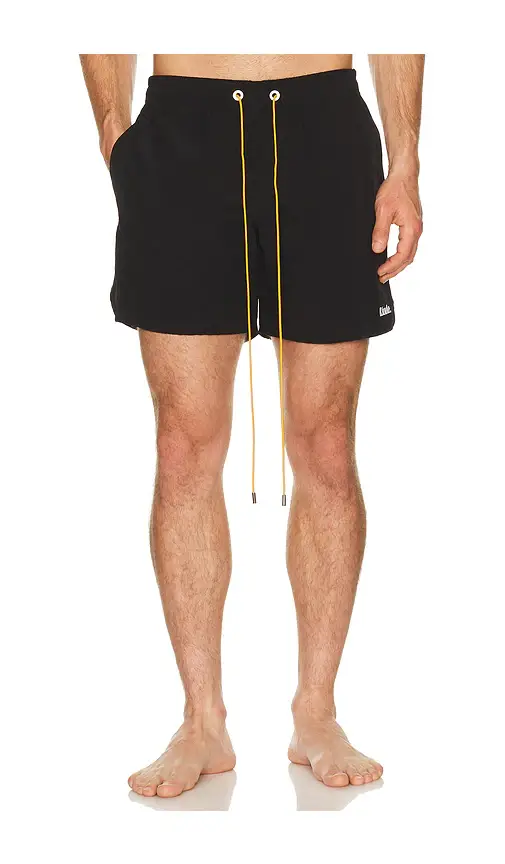 RHUDE — Classic Logo Swim Short, Black · $390