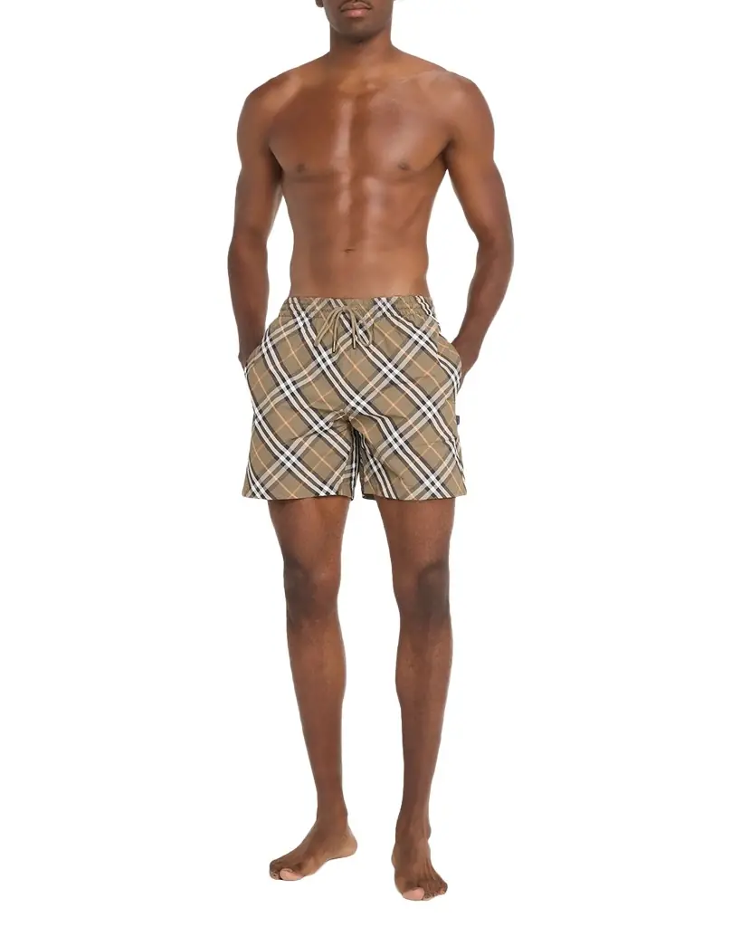 BURBERRY — Signature Check Swim Trunks · $585