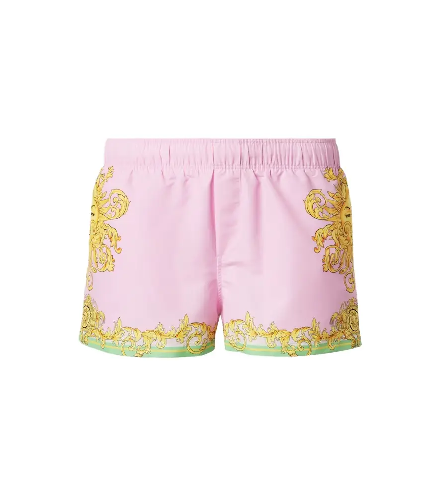 VERSACE — Printed Swim Trunks, Pink · $625